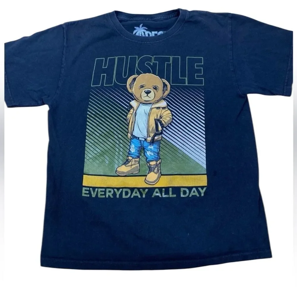 The Children's Place Black Tee with Hustle Bear Graphic